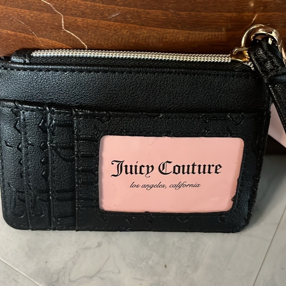 Juicy couture ID wallet & card holder / key chain black Vegan leather - Picture 5 of 10